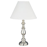 27" Silver Metal Table Lamp With White Classic Empire Shade