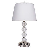 29" Silver Metal Table Lamp With White Classic Empire Shade