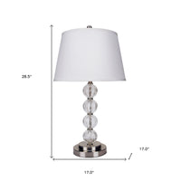 29" Silver Metal Table Lamp With White Classic Empire Shade