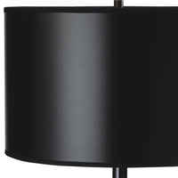 25" Black Minimalist Metal Table Lamp With Black Classic Drum Shade