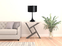 25" Black Minimalist Metal Table Lamp With Black Classic Drum Shade