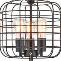 27" Black Metal Industrial Cage Design Three Light Table Lamp