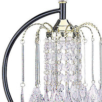 27" Black and Gold Metal Faux Crystal Chandelier Table Lamp