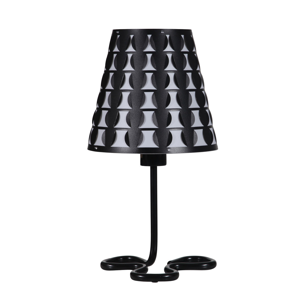 16" Black Bedside Table Lamp With Black Polka Dots Empire Shade