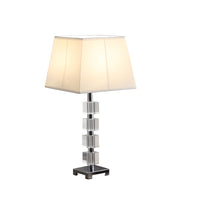 25" Crystal Geo Cubed Table Lamp With White Sharp Corner Square Tapered Shade