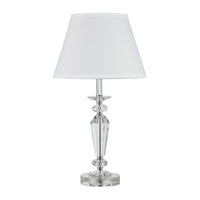 22" Clear Faceted Crystal Table Lamp With White Empire Shade