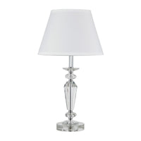 22" Clear Faceted Crystal Table Lamp With White Empire Shade