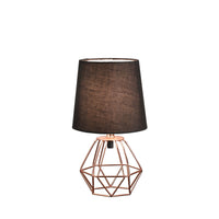 11" Copper Bedside Table Lamp With Black Empire Shade