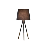 20" Gold Tripod Table Lamp With Black Empire Shade