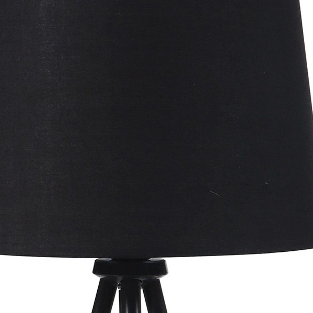 20" Gold Tripod Table Lamp With Black Empire Shade