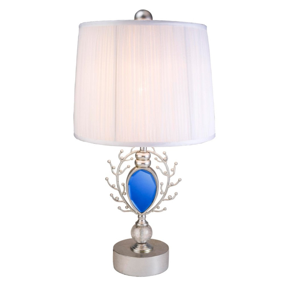 Dazzling Faux Turquoise Pendent Silver Table Lamp