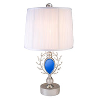 Dazzling Faux Turquoise Pendent Silver Table Lamp