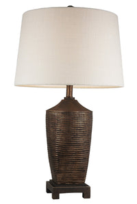 Fantastic Rustic Ribbed Bronze Table Lamp