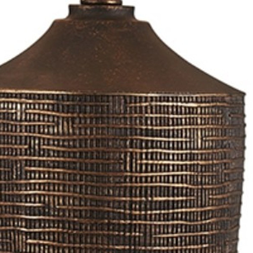 Fantastic Rustic Ribbed Bronze Table Lamp