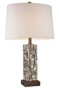 Silver Table Lamp with Abstract Mirror Design