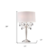 Glam Silver Scroll Chandelier Faux Crystal Table Lamp