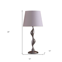 24" Silver Bedside Table Lamp With White Empire Shade