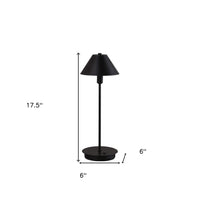 18" Black Metal Bedside Table Lamp With Black Cone Shade