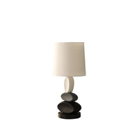 19" Black Gray and White Metal Table Lamp With White Drum Shade