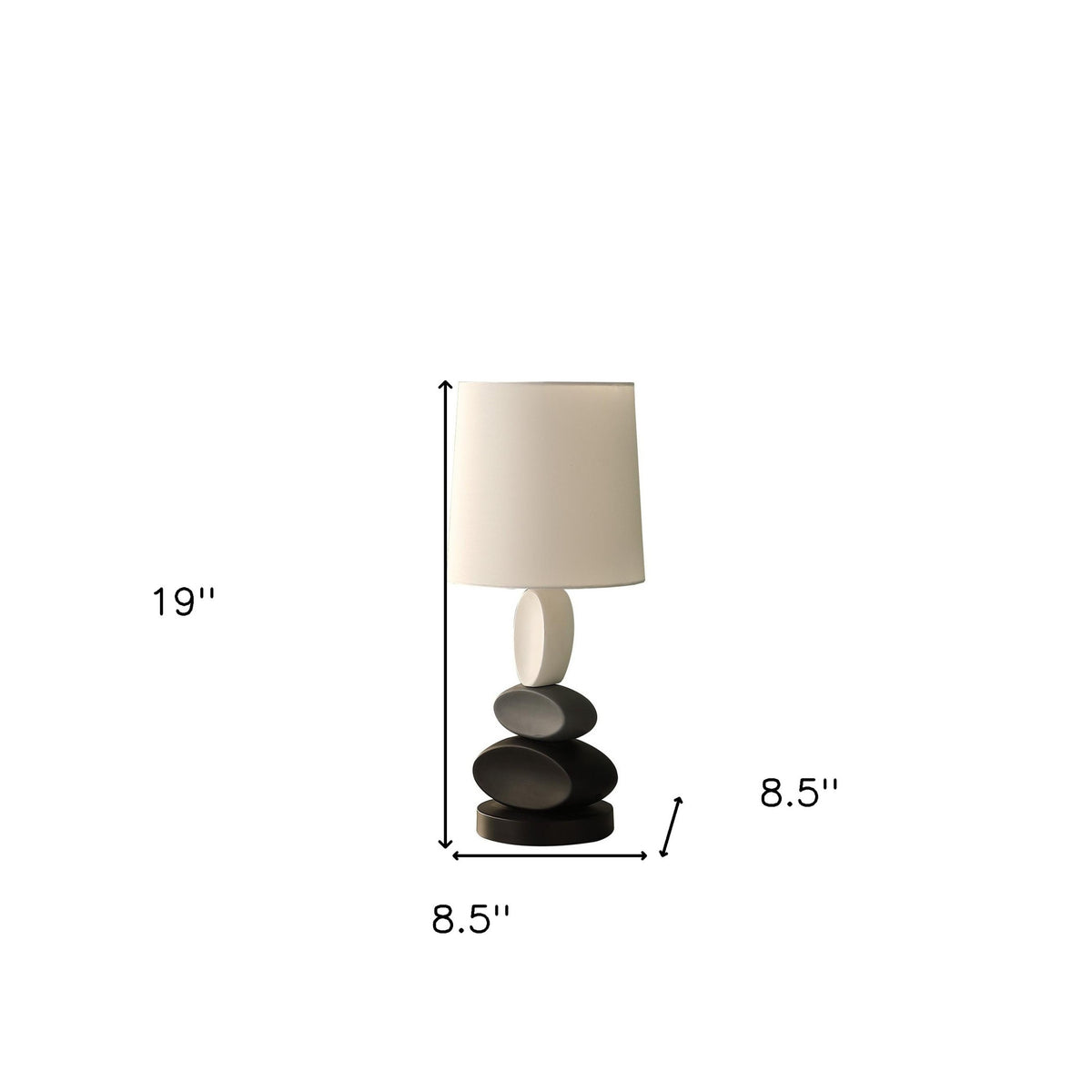 19" Black Gray and White Metal Table Lamp With White Drum Shade