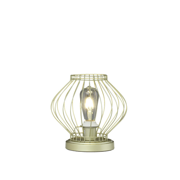 10" Gold Bedside Table Lamp With Gold Cage Shade