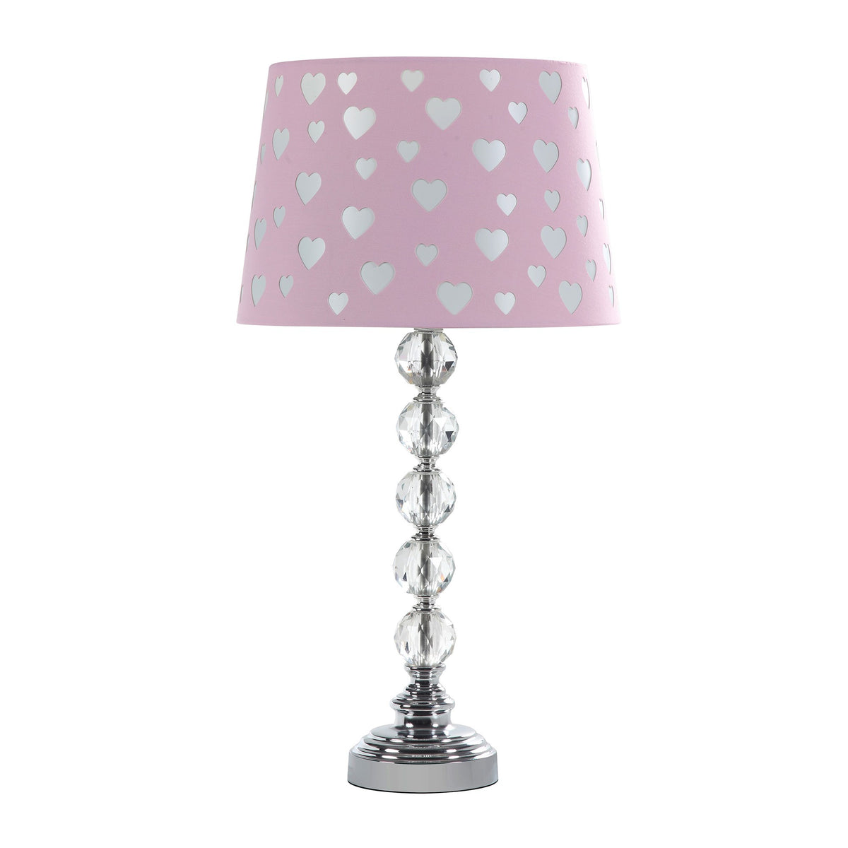 22" Crystal With Pink And White Dot Shade Table Lamp