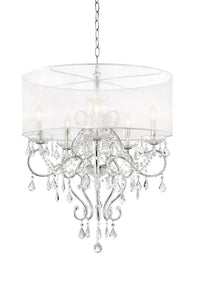 Glam Silver Faux Crystal Hanging Celing Lamp with See Thru Shade