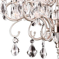 Glam Silver Crystals and White Shade Chandelier