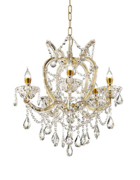 Five Light Glam Gold and Faux Crystal Chandelier