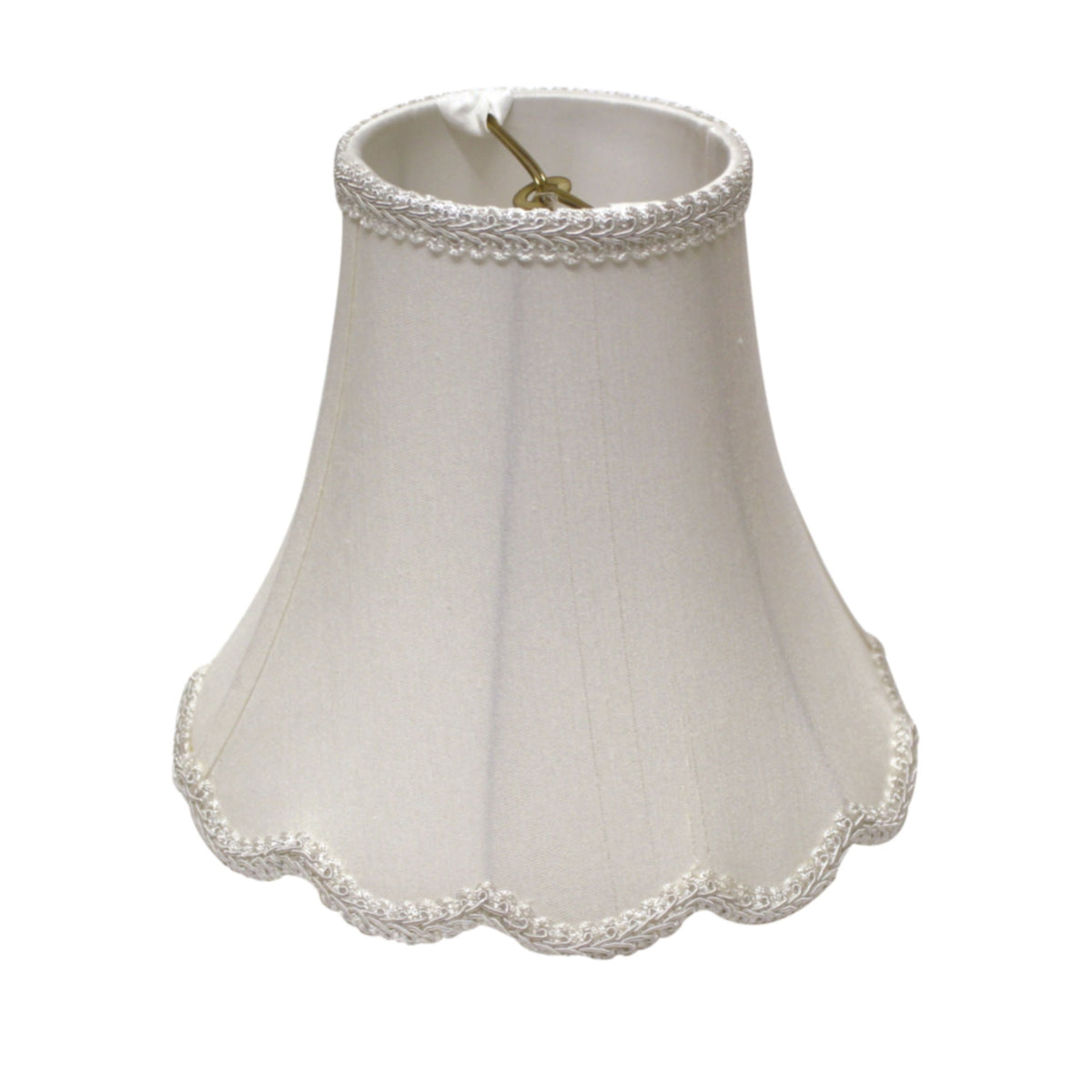 8" White Slanted Scallop Bell Monay Shantung Lampshade