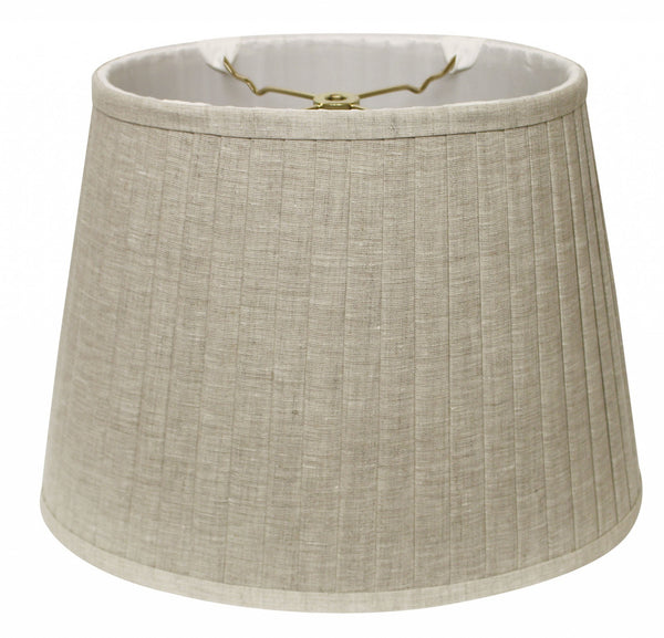 14" Cream Slanted Oval Linen Lampshade