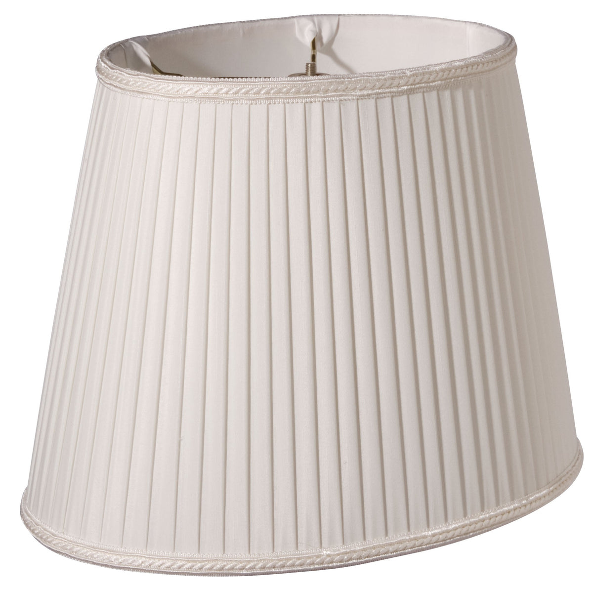 12" White Oval Side Pleat Shantung Lampshade