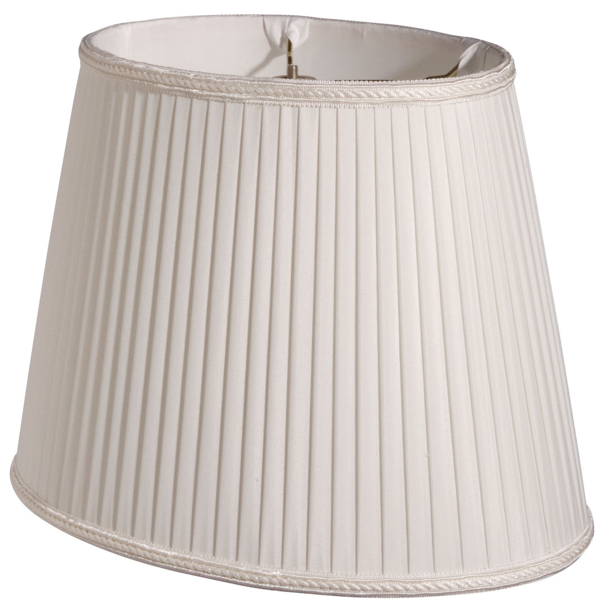 12" White Oval Side Pleat Shantung Lampshade