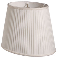 12" White Oval Side Pleat Shantung Lampshade