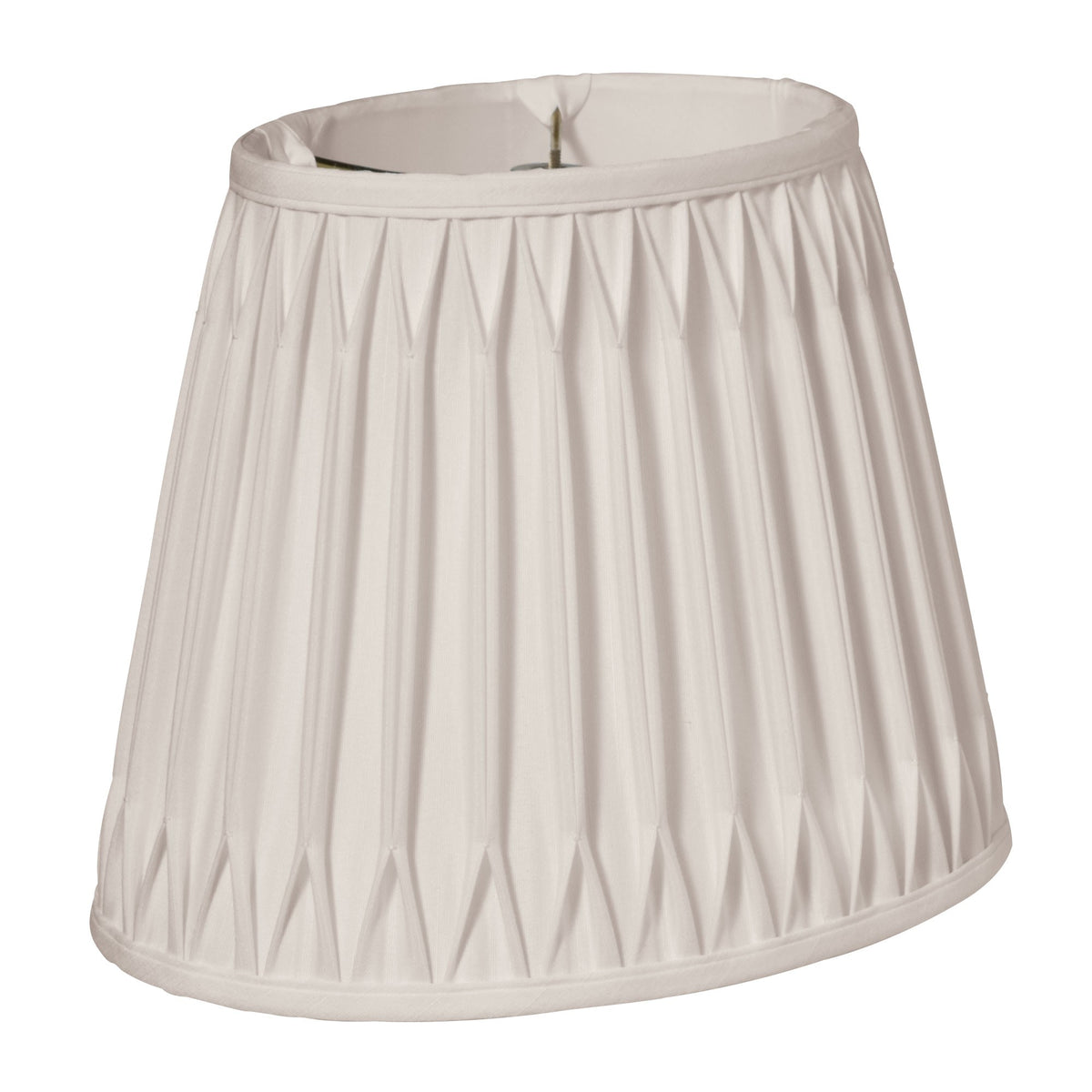 12" Cream Oval Smocked Pleat Shantung Lampshade