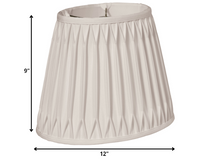 12" Cream Oval Smocked Pleat Shantung Lampshade