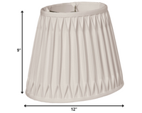 12" Cream Oval Smocked Pleat Shantung Lampshade