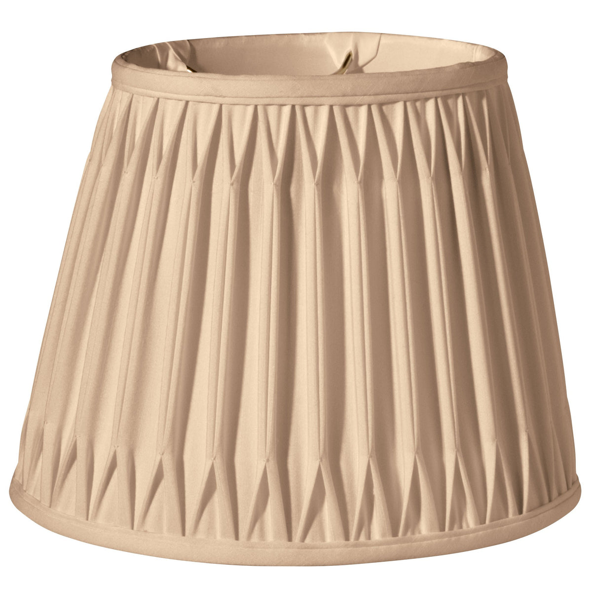 12" Vintage Gold Oval Smocked Pleat Shantung Lampshade