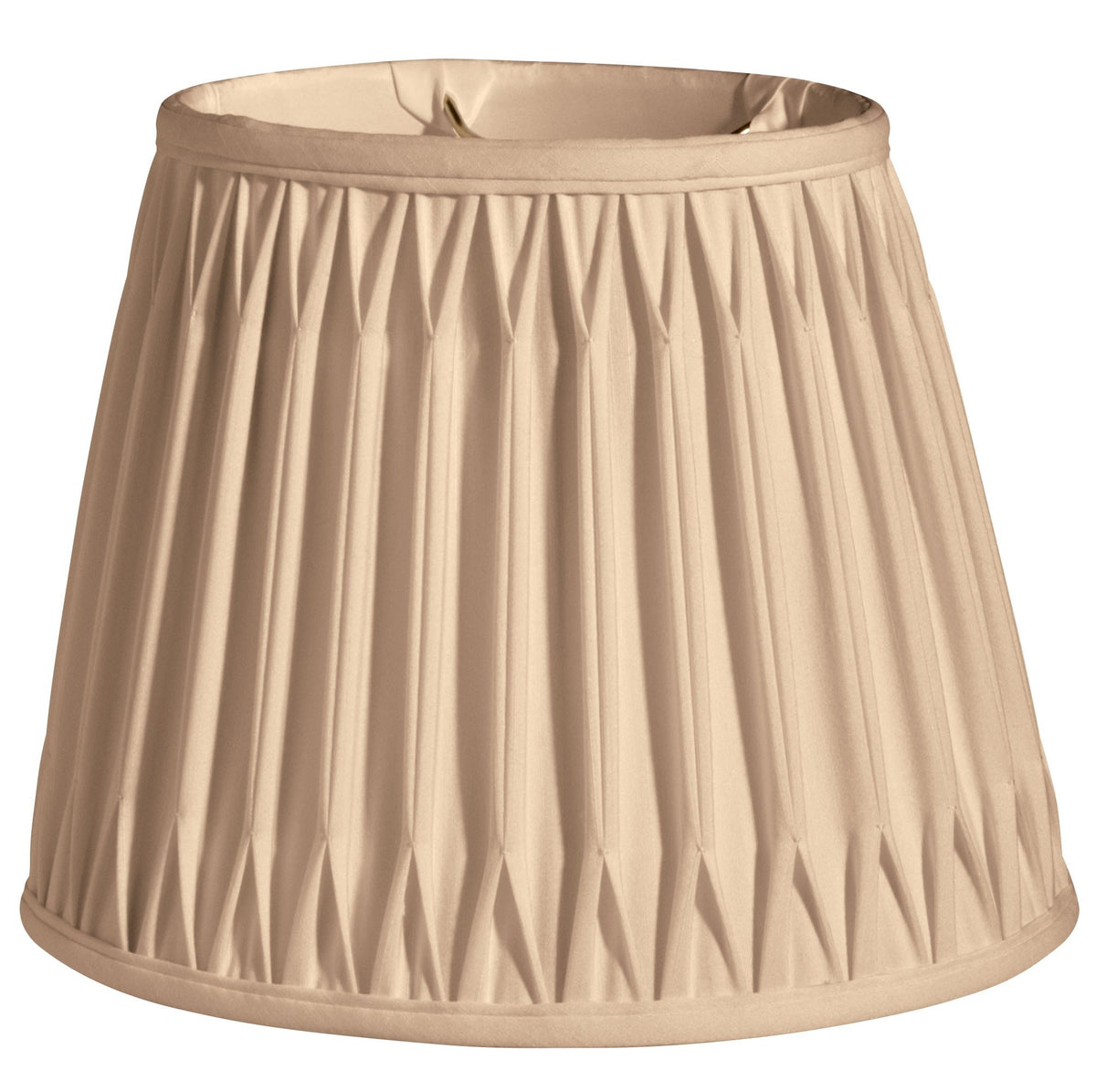 12" Vintage Gold Oval Smocked Pleat Shantung Lampshade