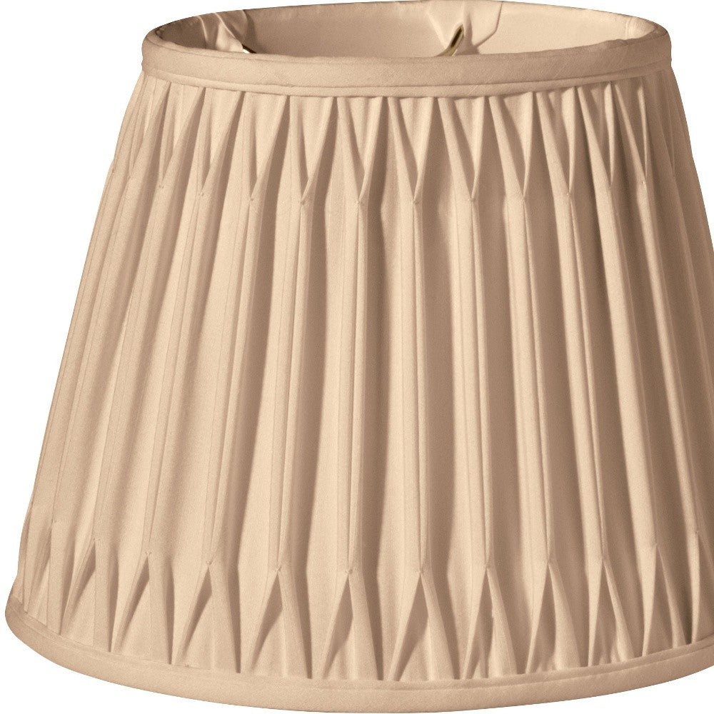 12" Vintage Gold Oval Smocked Pleat Shantung Lampshade