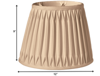 12" Vintage Gold Oval Smocked Pleat Shantung Lampshade