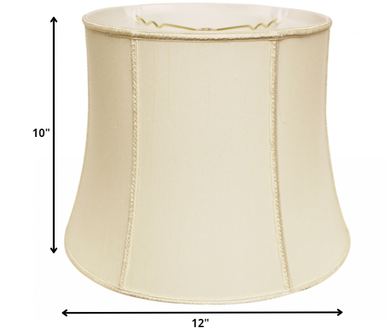 12" Ivory Slanted Girdle Shantung Lampshade