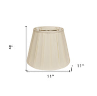 11" Ivory Slanted Crimped Box Shantung Lampshade