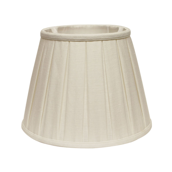 14" White Slanted Linen Lampshade with Box Pleat