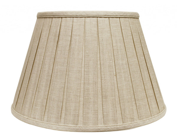 14" Cream Slanted Linen Lampshade with Box Pleat