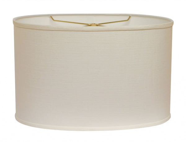16" White Throwback Oval Linen Lampshade