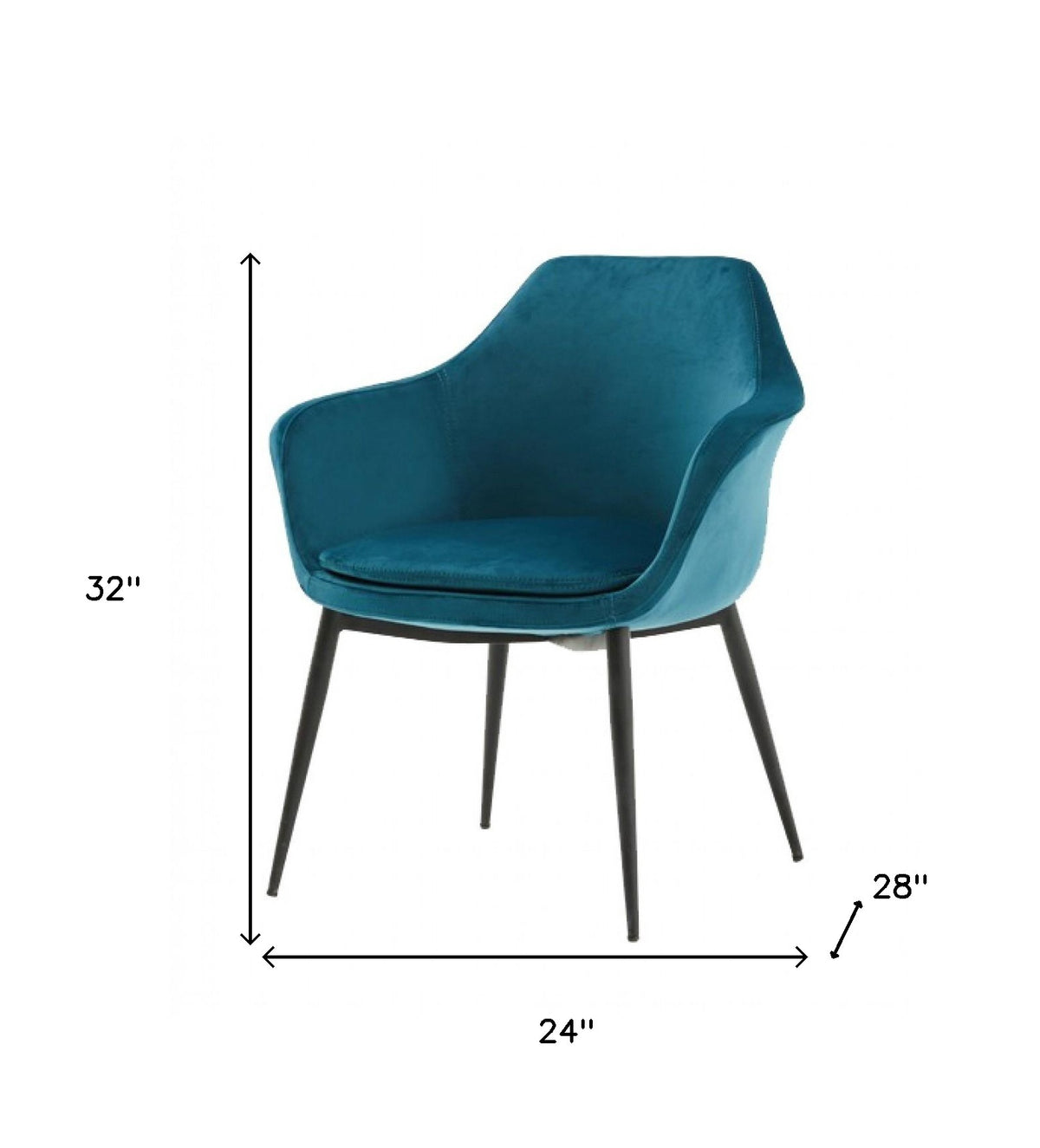 Teal and Black Velvet Dining or Side Chair