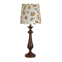 27" Brown Table Lamp With Ivory and Blue Birds Empire Shade