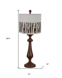 Brown Candlestick Forest Tree Shade Table Lamp