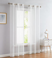 Set of Two 84" White Sprinkled Embellishment Window Curtain Panels